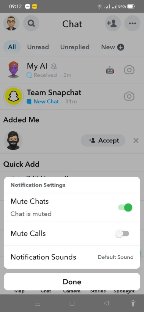 Turing off Snapchat My AI Chat Feed Notifications